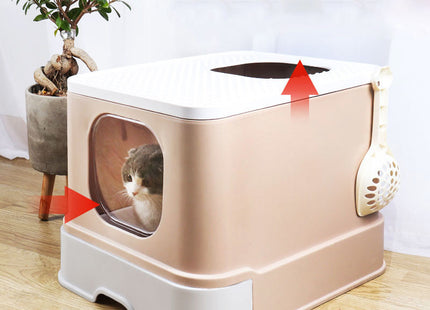 Baño cerrado para gato con bandeja extraíble y pala