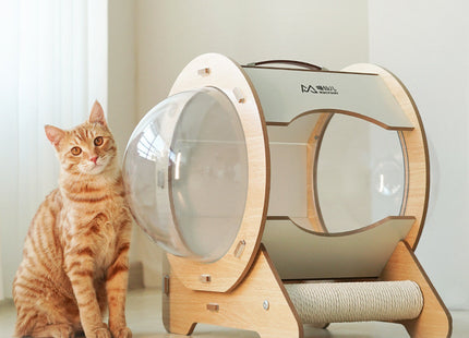 Casa De Madera Con Capsula Para Gatos