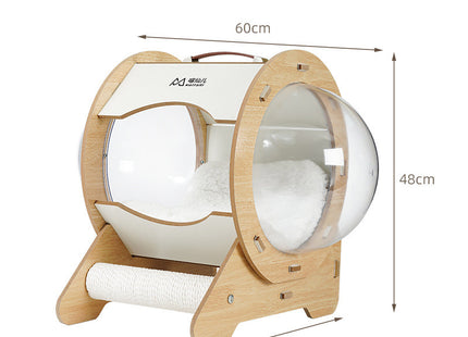Casa De Madera Con Capsula Para Gatos