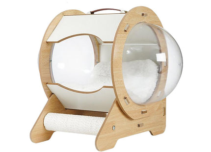 Casa De Madera Con Capsula Para Gatos