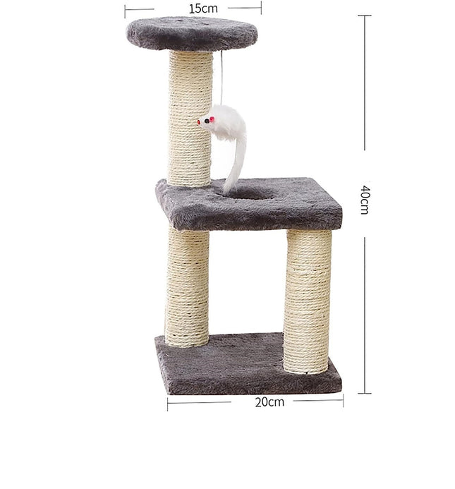 Rascador De Madera Y Sisal - 3 Niveles