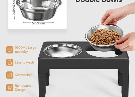 Comedero Doble Elevado Con Altura Regulable
