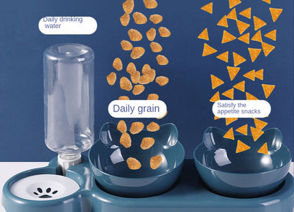 Plato Comedero Doble Con Dispensador De Agua 500 ml