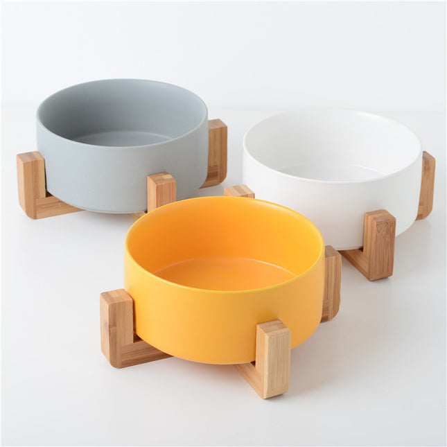 Plato De Cerámica Doble Con Base De Madera 850 ml