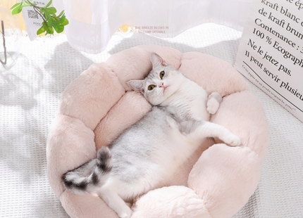 Cama para Mascotas Tipo Flor 🌸🐶🐱 | Súper Suave y Cómoda