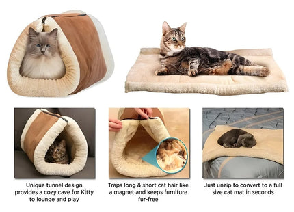 Cama para Gatos 2 en 1 con Forma de Túnel