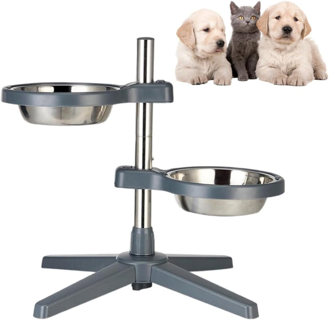Comedero Elevado Doble Ajustable para Perros y Gatos