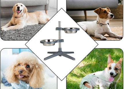 Comedero Elevado Doble Ajustable para Perros y Gatos