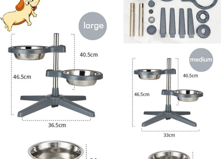 Comedero Elevado Doble Ajustable para Perros y Gatos