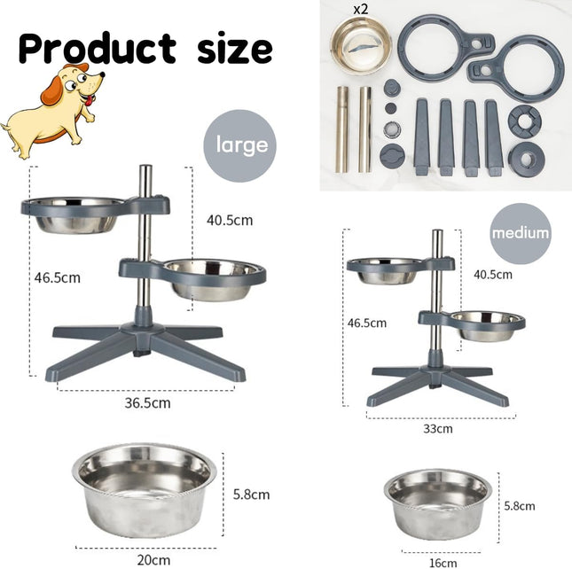 Comedero Elevado Doble Ajustable para Perros y Gatos