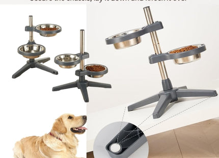 Comedero Elevado Doble Ajustable para Perros y Gatos