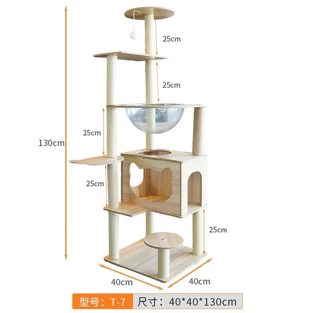 Rascador para Gatos Grande con Torre, Casita y Mirador